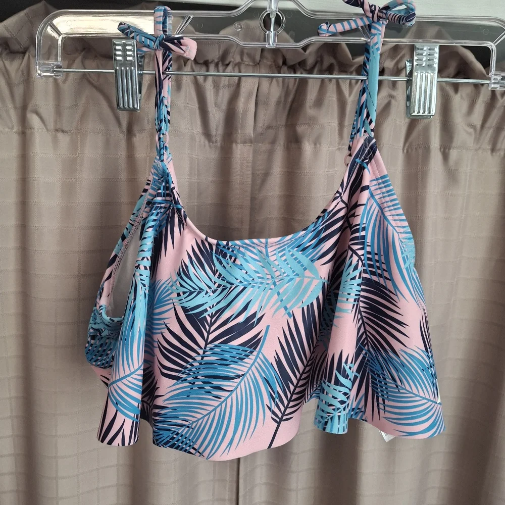 Youth Hurley 2 Piece Swimsuit Pink Blue Palm Print Size XL